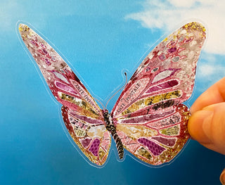 Golden Pink Butterfly Sticker