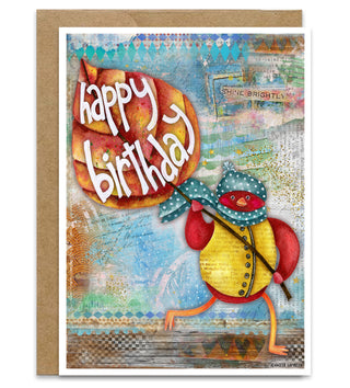 Happy Birthday Autumn Bird Greeting Card