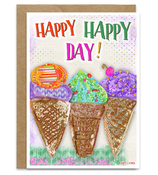 Happy Day Ice Cream Greeting Card - Birthday & Every Celebration