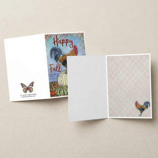 Happy Fall Y'all Greeting Card - Rooster Farmhouse Art