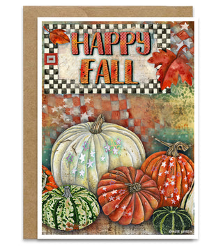 Happy Fall Starry Pumpkins Greeting Card - Nature Art Notecard
