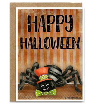 Happy Halloween Spider - Retro Cute Autumn Art