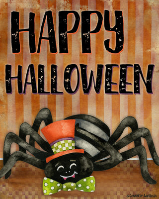 Happy Halloween Spider Art Print - Cute Retro Boho Decor