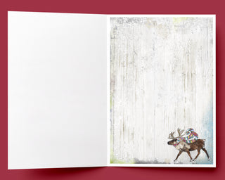 Happy Holidays Reindeer Greeting Card - Winter Woodland Animal Art