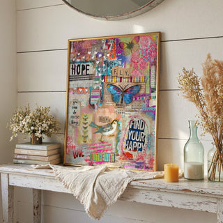 Find Your Happy Collage Art Print