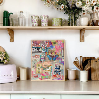 Find Your Happy Collage Art Print