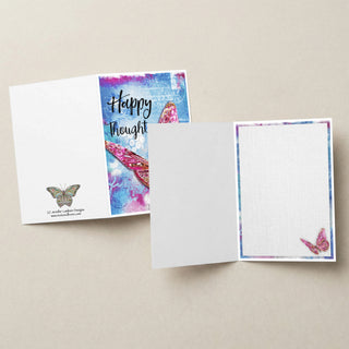 Happy Thoughts Butterfly Greeting Card - Inspirational Quote Art