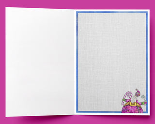 Holly Jolly Christmas Greeting Card - Pink Santa & Candy Cane Art