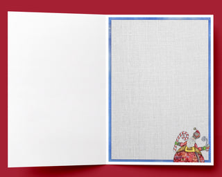 Holly Jolly Christmas Greeting Card - Santa & Candy Cane Art