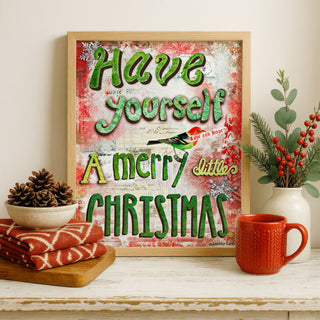 Merry Little Christmas Art Print - Love And Hope Bird