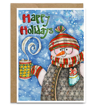 Heart Warming Holidays Greeting Card - Happy Holidays Snowman