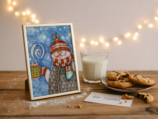 Heart Warming Snowman - Winter Snow & Stars Scene