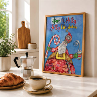 Holly Jolly Christmas Art Print - Santa, Candy Cane, Hot Cocoa Or Coffee
