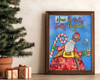 Holly Jolly Christmas Art Print - Santa, Candy Cane, Hot Cocoa Or Coffee