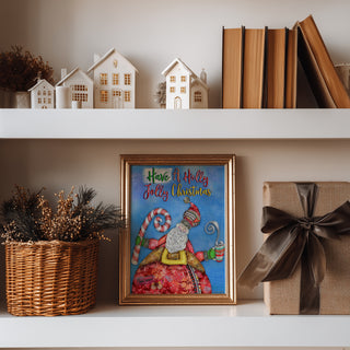 Holly Jolly Christmas Art Print - Santa, Candy Cane, Hot Cocoa Or Coffee