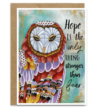 Hope Owl Greeting Card - Inspirational Quote Bird Art