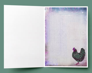 Hot Pink Hen Greeting Card - Chicken Farmhouse Bird Art