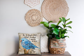 Be The Flawed Blue Bird Throw Pillow