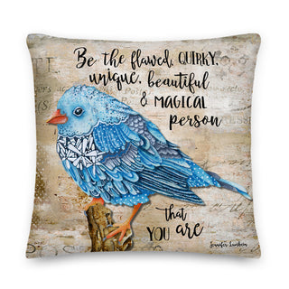 Be The Flawed Blue Bird Throw Pillow