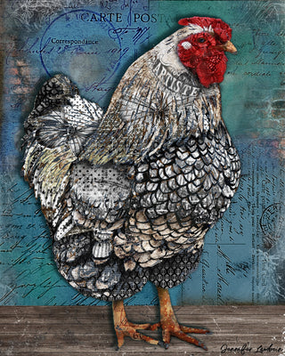 Artiste Hen Art Print  - Blue Edition