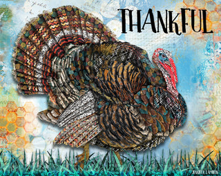 Thankful Turkey Art Print - Whimsical Thanksgiving Nature Decor