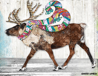 Happy Holidays Reindeer Art Print