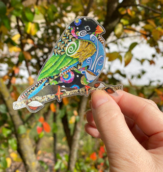 Cafe Swirly Bird Sticker