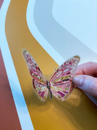 Golden Pink Butterfly Sticker