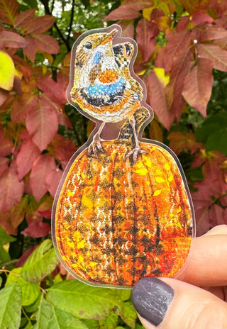 Bird And Pumpkin Autumn Vibes Sticker