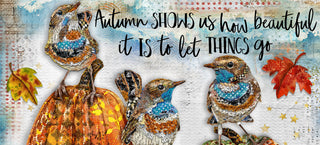 Beautiful Autumn Birds & Pumpkins Art Print