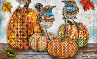 Beautiful Autumn Birds & Pumpkins Art Print