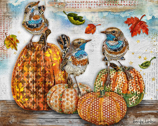 Shine Brightly Birds & Pumpkins Art Print