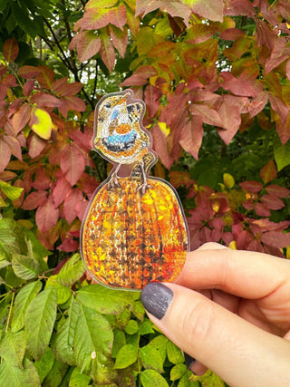 Bird And Pumpkin Autumn Vibes Sticker