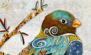 Twilight Coffee Bird Art Print - Whimsical Watercolor Woodland Animal