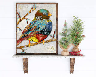 Twilight Coffee Bird Art Print - Whimsical Watercolor Woodland Animal
