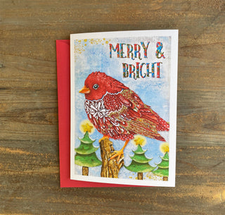 Merry & Bright Bird Greeting Card
