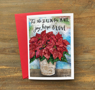 'Tis The Season Poinsettia Christmas Greeting Card