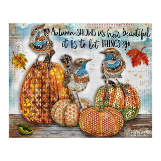 Beautiful Autumn Birds & Pumpkins Art Print