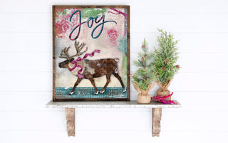 Joy Reindeer Art Print - Winter Woodland Animal Wall Decor