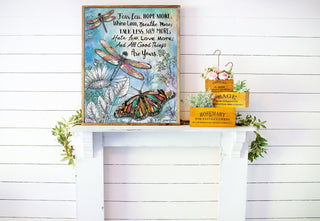 Fear Less & Hope More Butterfly & Dragonfly Art Print