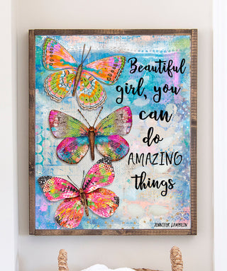 Beautiful Girl Butterfly Trio Art Print