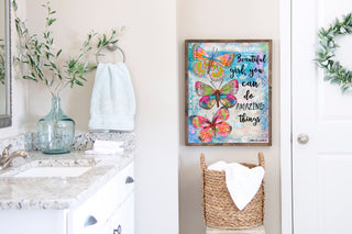 Beautiful Girl Butterfly Trio Art Print