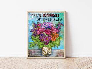 Kindness Wildflowers Art Print - Positive & Inspirational Quote Decor