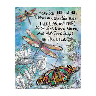 Fear Less & Hope More Butterfly & Dragonfly Art Print