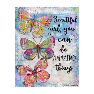 Beautiful Girl Butterfly Trio Art Print