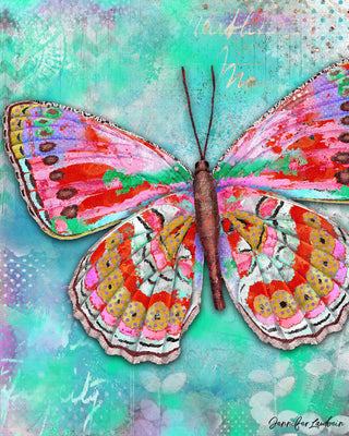 Cherry Mint Butterfly Art Print - Bright & Happy Home