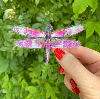 Pink Glow Dragonfly Sticker