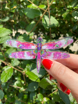 Pink Glow Dragonfly Sticker