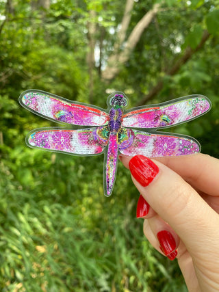 Pink Glow Dragonfly Sticker
