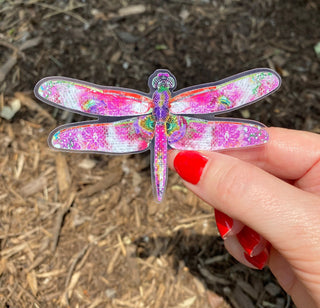Pink Glow Dragonfly Sticker